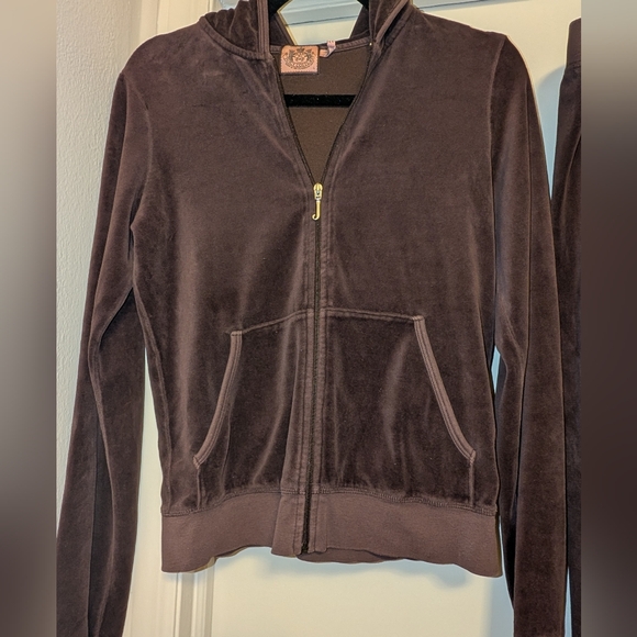Juicy Couture Brown Velour Tracksuit Set – Hoodie L / Pants M - Picture 4 of 8